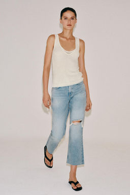JEANS ZW COLLECTION RELAXED BOOTCUT TIRO MEDIO CROPPED / Azul claro
