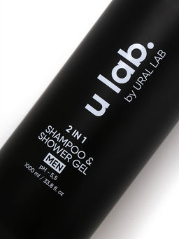 Гель для душа и шампунь мужской 2 в 1, 1000 мл, ULAB