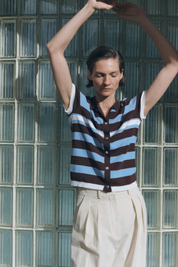 STRIPED KNIT POLO TOP - Zara фото 9