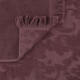 Полотенце махровое "Королевский шик" 70х140см, хлопок 100%, с бахромой, бордовый (Китай)