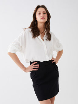 Beli Kemerli D?z A Kesim Gabardin Kad?n Etek