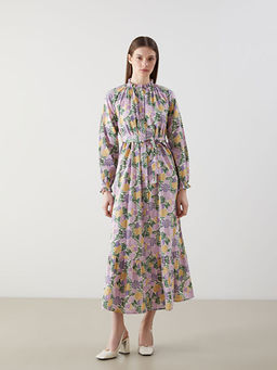 F?rf?rl? Dik Yaka ?i?ekli G?mlek Elbise