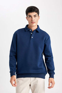 Толстовка комфортного кроя с воротником-поло - Defacto фото 6