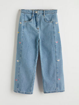 Regular Fit Nak??l? K?z ?ocuk Jean Pantolon