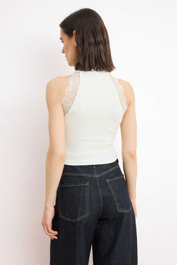 Kahverengi Fitted/Vucuda Oturan Halter Yaka Dantel Detayl? Fitilli Esnek Orme Bluz TWOSS26BZ00663 - Trendyolmilla фото 8