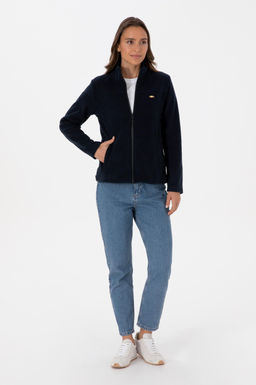 Kad_n Lacivert Fermuarl_ Dik Yaka Polar Sweatshirt - U.s. polo assn фото 4