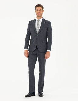 Lacivert Slim Fit Tak_m Elbise