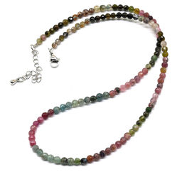 Бусы из Турмалина огранка шарик 4мм, 46см, 10г Радуга камня