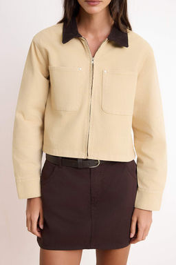 Bej Yaka Detayl? %100 Pamuk Denim Ceket TWOSS26CE00031 - Trendyolmilla фото 3