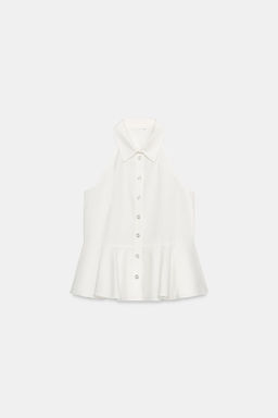 CAMISA HALTER PEPLUM / Blanco