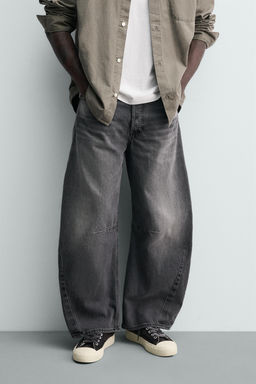 JEANS RELAXED BARREL FIT PINZAS / Gris - Zara фото 2
