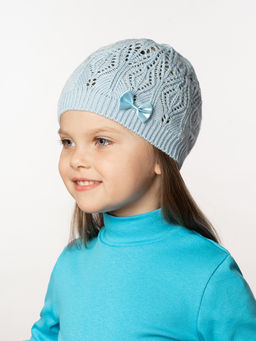 Шапка вязаная детская Коса голубая - Arctic kids фото 4