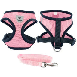 Цена за 2 шт. Шлейка с поводком 118см "Sweet puppy" размер S, цвет розовый