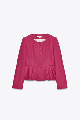 LINEN BLEND PEPLUM BLAZER - Zara фото 4