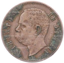 Монета 2 чентезимо 1898 года Италия