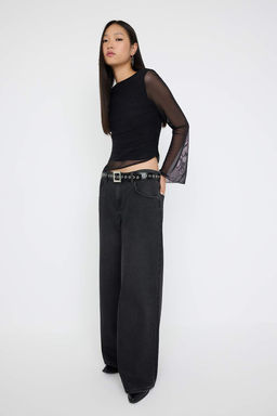 Teen Duz Kay?k Yaka Asimetrik Detayl? Vucuda Oturan Esnek Orme Tul Bluz TWOAW26BZ00128