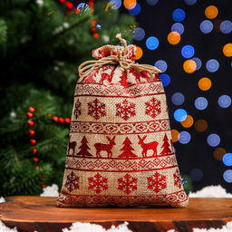 Цена за 5 шт. Мешочек подарочный из холщи Скандинавия, 13 х 18 см