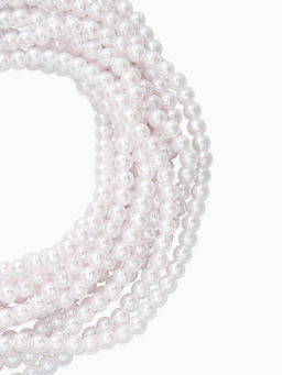Чокер-бусы многослойный «Жемчужная императрица», 12 рядов, №6, L=30 см+10 см, белый в серебре