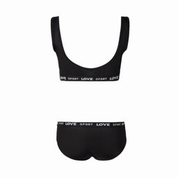 Комплект женский (топ,трусы), цвет чёрный, размер ONE SIZE (42-48)