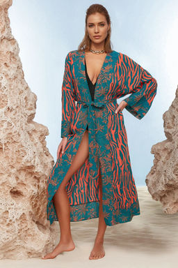 Etnik Desenli Kusakl? Maxi Dokuma Plaj Kimono&Kaftan TBESS21KM0171 - Trendyolmilla фото 14