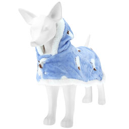 Пэт тойс (Pet toys) Одежда для собаки Накидка на меху Овечка с капюшоном, с помпоном, на кнопках, р-р S, длина спинки 29см/обхват шеи 28-32см, цвет-голубой, флис/искусственный мех (100% полиэстер) (Китай) фото 4