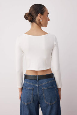Trendyolmilla Siyah-Beyaz-Antrasit 3lu Paket Crop Fitted/Vucuda Oturan Orme Bluz TWOAW25BZ00300
