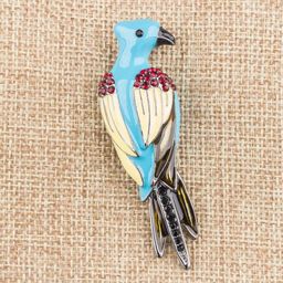 Брошь "Попугай" Эмаль, Хрусталь