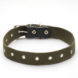 Ошейник брезентовый безразмерный однослойный, 72 х 3,5 см, ОШ 45-60 см, хаки - Пижон фото 2