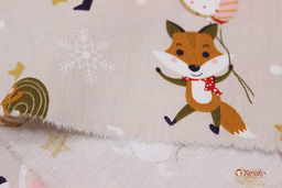 Сатин Веселые гулянья цв.бежевый, ш.1.61м, хлопок-100%, 110гр/м.кв - Купава фото 4