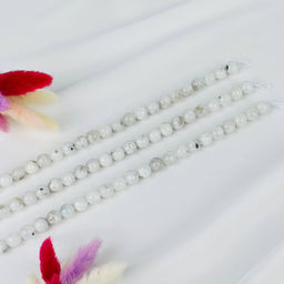 Бусины для украшений из Лунного камня с включением Турмалина(38 бусин) 38 см