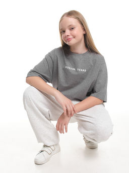 Футболка с принтом 22-7613 светло-серый меланж - Mini maxi фото 10