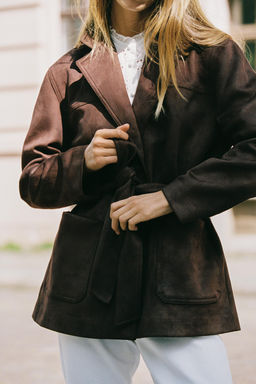 BELTED FAUX SUEDE JACKET - Zara фото 5