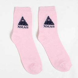 Набор новогодний подарочный KAFTAN Merry Christmas, носки размер 36-39 (23-25 см), маска для сна, открытка 2 шт.