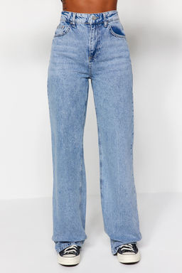 Ac?k Mavi Yuksek Bel Wide Leg Genis Paca %100 Pamuk Non-Stretch Jeans TWOAW24JE00074