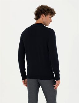 Lacivert Slim Fit Yar_m Bal_k__ Yaka Triko Kazak - Pierre cardin фото 5