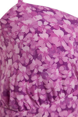 Lila Cicek Desenli Duz Kesim S?rt Detayl? Dokuma Elbise TWOSS23EL02295 - Trendyolmilla фото 7