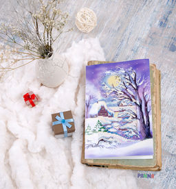 Набор для вышивания PANNA OT-1663 Открытка. Лунная ночь 7.5 х 13.5 см