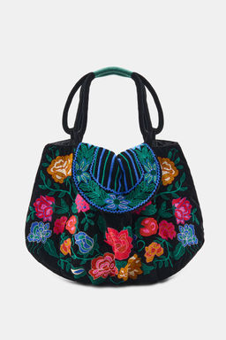 MAXI VELVET BAG WITH FLORAL EMBROIDERY - Zara фото 2