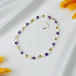 Бусы детские из Аметиста, Цитрина и Перламутра 35 см +