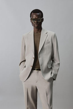 BLAZER REGULAR FIT TRAJE ESTRUCTURA / Beige
