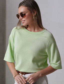 Свободный джемпер с рукавом 3/4 тонкой вязки из вискозы