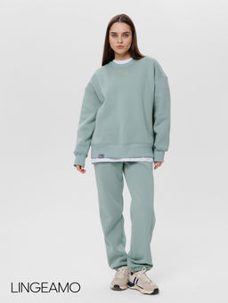 Женские брюки оверсайз из футера с начесом Lingeamo мятные КБ-25 (25)  фото 9