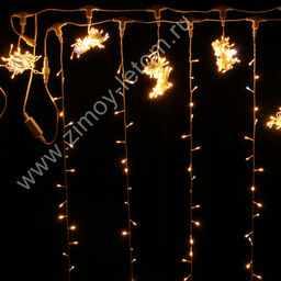 Занавес светодиодный уличный с контроллером IP44 300 л. 2*1,5 м белый провод тёпло-белый