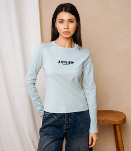 Лонгслив #КТ9072, голубой