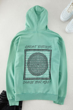 Mint Oversize/Genis Kesim Yaz? S?rt Bask?l? Soluk Efektli Sardonsuz Sweatshirt TMNAW25SW00043