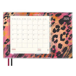 Еженедельник датированный 2026 ESCALADA, 180х127 мм, 64 л., арт. 70349/ 20 ЛЕОПАРД РОЗОВЫЙ