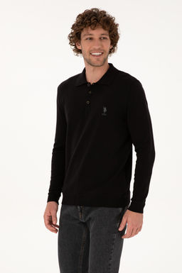 Erkek Slim Fit Polo Yaka Siyah Basic Kazak - U.s. polo assn фото 3
