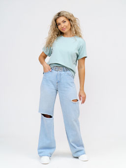 Футболка Хлопок 95%, лайкра 5% Классика аква - Ивассорти фото 4