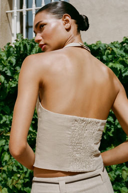 LINEN BLEND HALTER TOP - Zara фото 3