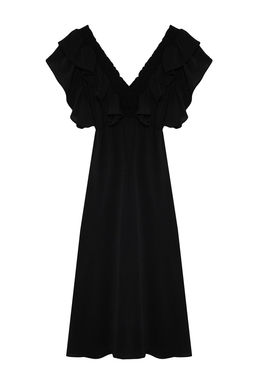 Siyah Duz A Kesim Volanl? Dokuma Elbise TWOSS24EL01053 - Trendyolmilla фото 8